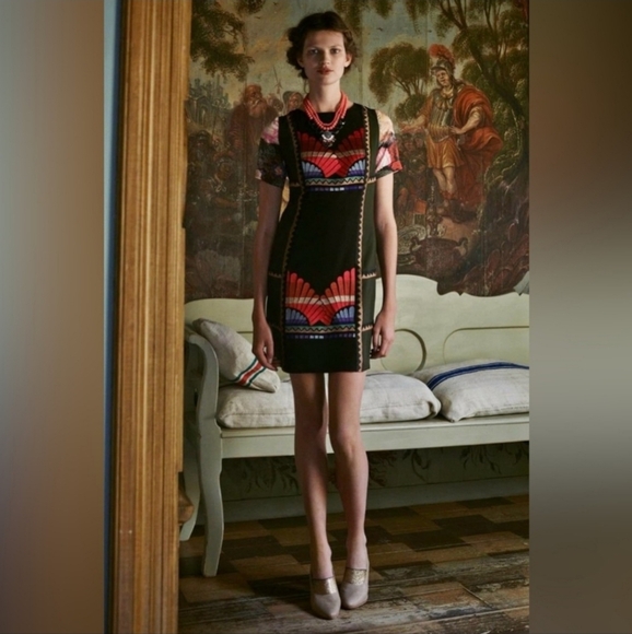 Ranna Gill Dresses & Skirts - Anthropologie Ranna Gill Fanned Vignette Embroidered Shift Dress Size 10